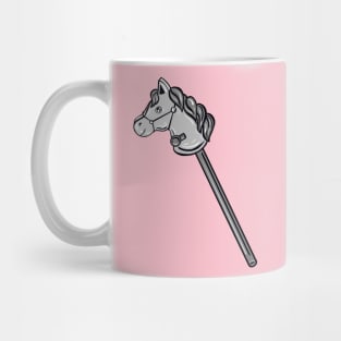 Black And White Horse Stick With Pink Background Mug